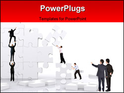 Team Building  on Ppt Template   Business Team Work Building A Puzzle Isolated Over A
