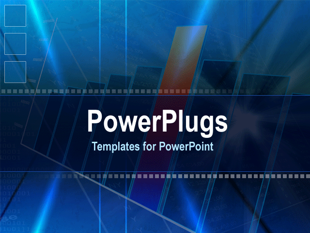 PowerPoint Template With <span>a Plain Blue Background with a Blue Bar Chart and some Moving Lines</span>