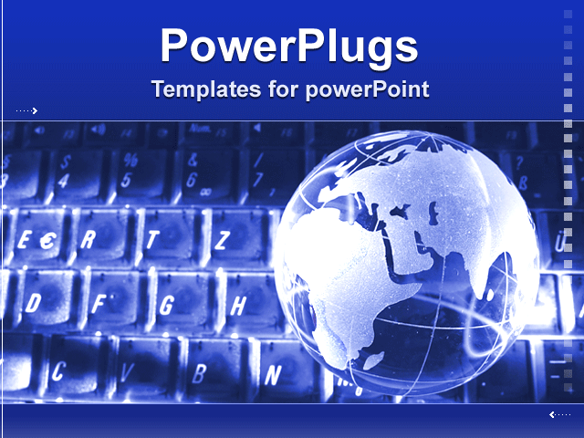 PowerPoint Template With <span>Animated Glowing Globe on Computer Keyboard with Moving Arrows</span>