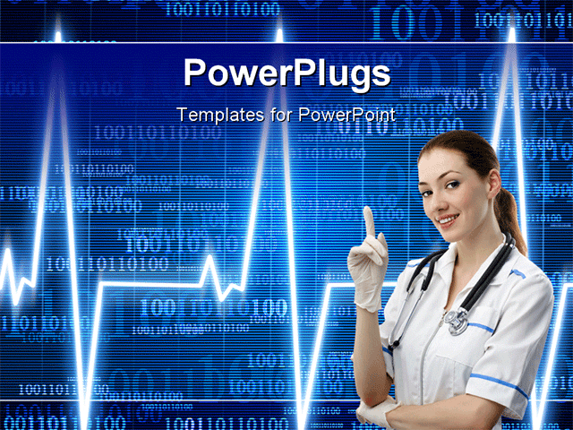 PowerPoint Template: Medical concept with doctor monitoring heart ECG over  digital blue background (20177)